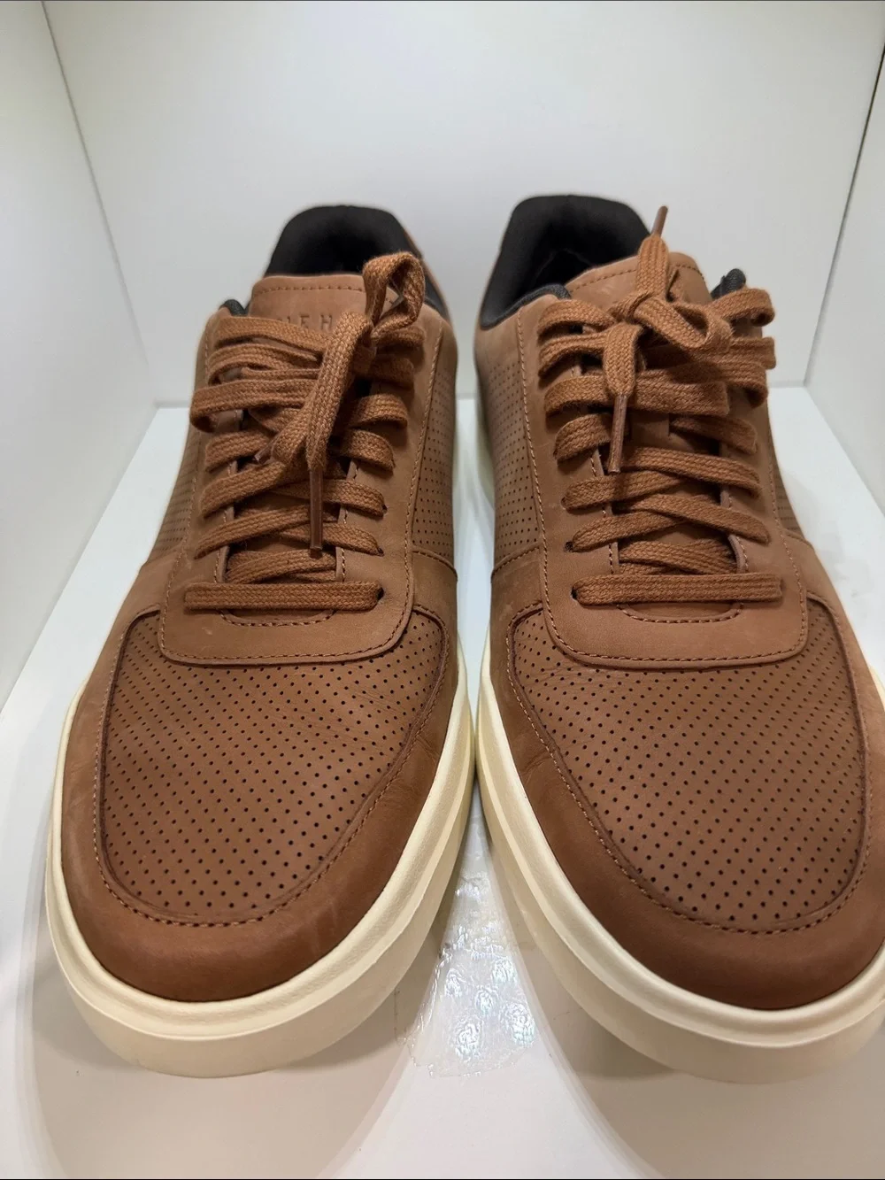 Cole Haan Brown Perforated Leather Lace-Up Sneakers
